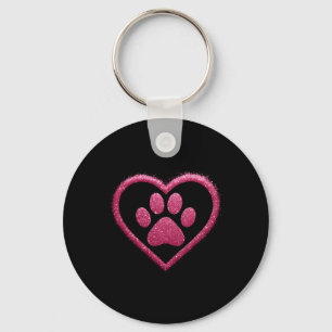 Rose Pink Paw Heart Cute Dog Cat Love Valentines D Keychain