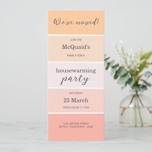 Rose Pink Peach House Réchauffement Invitation (Debout devant)
