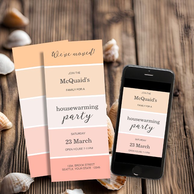 Rose Pink  Peach House Warming Party Invitation (Rose Pink and Peach House Warming Party Invitation)