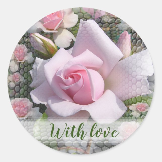 Rose Pink Perfection  With Love Classic Round Sticker (Front)