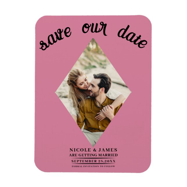 Rose Pink Photo Wedding Save the Date Magnet (Vertical)