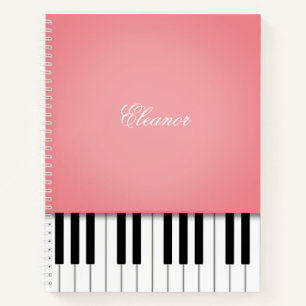 Rose Pink Piano Music Clavier Carnet personnalisé