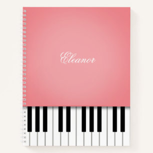 Rose Pink Piano Music Keyboard Custom Notebook
