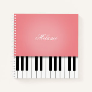 Rose Pink Piano Music Keyboard Personalized Notebook