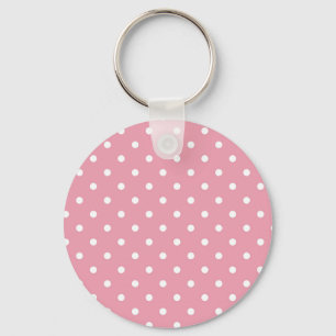 Rose Pink Polka Dot Keychain