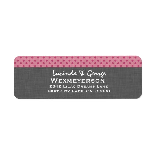 Rose Pink Polka Dot Wedding Collection Return Address Label