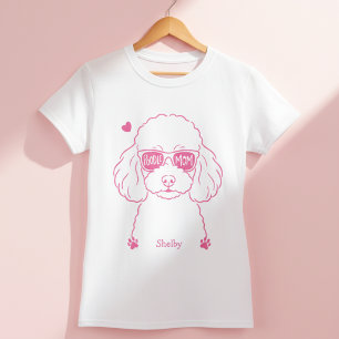 Rose Pink Poodle Tee Personalized Dog Mom Gift
