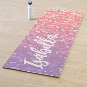 Rose pink purple faux sparkles glitters Your name Yoga Mat