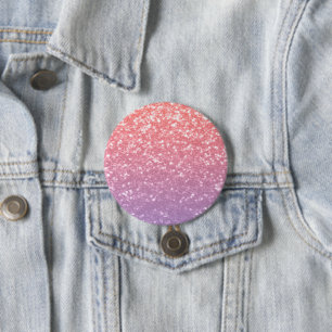 Rose pink purple lavender faux sparkles glitters 3 inch round button