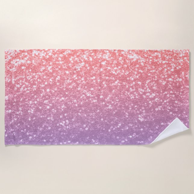 Rose pink purple lavender faux sparkles glitters beach towel (Front)