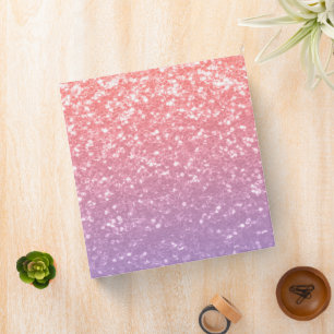 Rose pink purple lavender faux sparkles glitters binder
