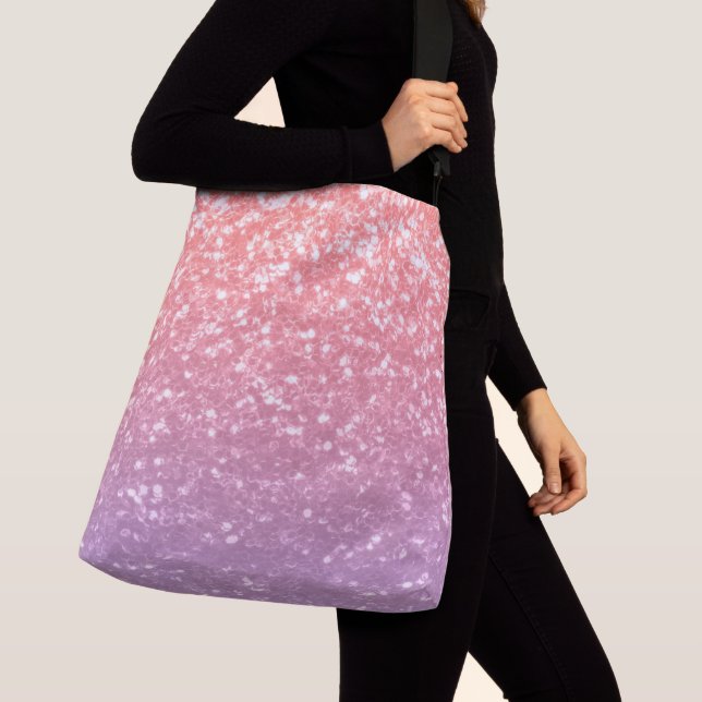 Rose pink purple lavender faux sparkles glitters crossbody bag (Close Up)