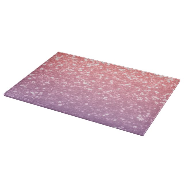Rose pink purple lavender faux sparkles glitters cutting board (Corner)