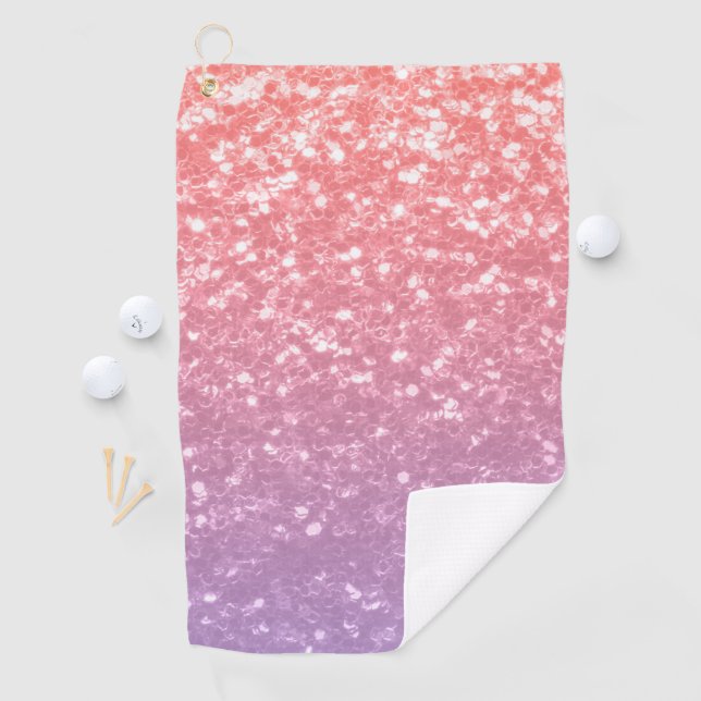 Rose pink purple lavender faux sparkles glitters golf towel (InSitu)