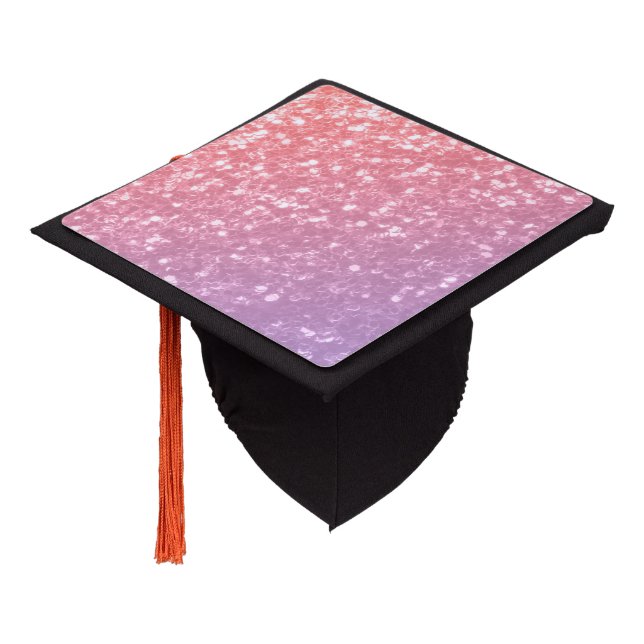 Rose pink purple lavender faux sparkles glitters graduation cap topper (Angled)