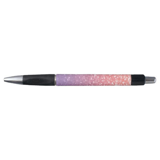 Rose pink purple lavender faux sparkles glitters pen (Front)