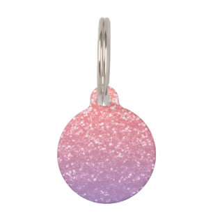 Rose pink purple lavender faux sparkles glitters pet tag