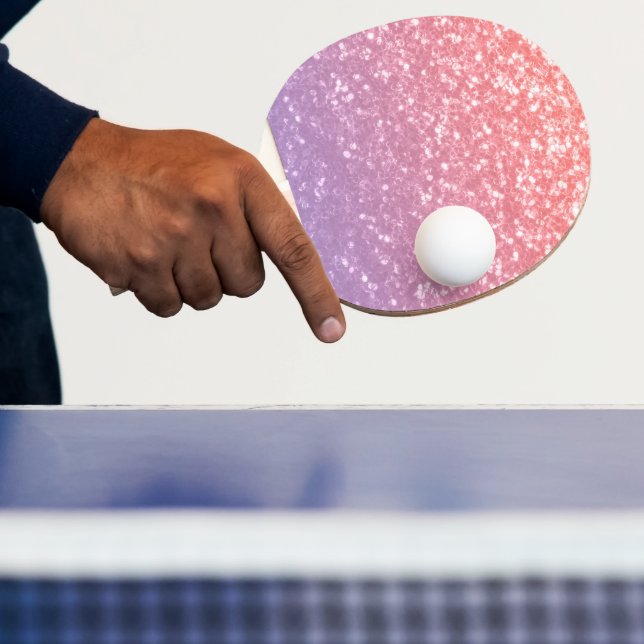 Rose pink purple lavender faux sparkles glitters ping pong paddle (Insitu)