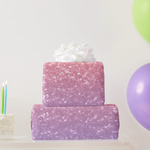 Rose pink purple lavender faux sparkles glitters wrapping paper