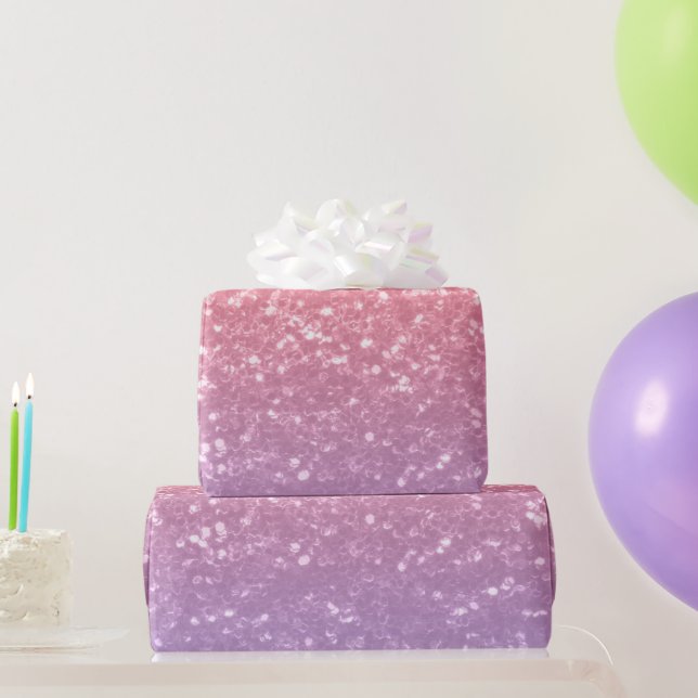Rose pink purple lavender faux sparkles glitters wrapping paper (Party Gifts)