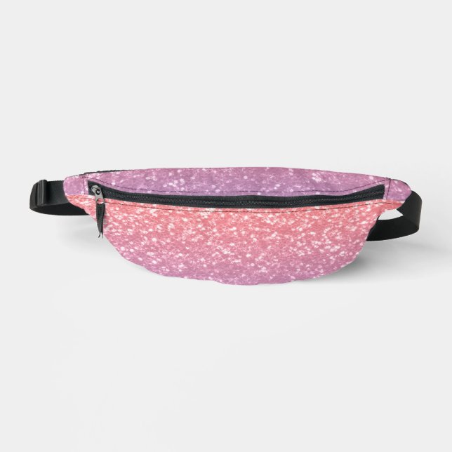 Rose pink purple lavender sparkles fanny pack (Front)