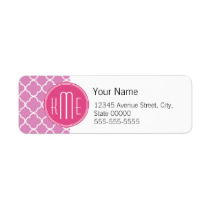 Rose Pink Quatrefoil with Custom Monogram