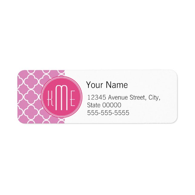 Rose Pink Quatrefoil with Custom Monogram (Front)