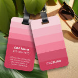 Rose Pink Retro Stripes with Name and White Text Luggage Tag<br><div class="desc">A stylish pink gradient stripe design in shades of pinks a blush rose - For advanced users,  you can click on the edit/customize button and change the colours of the lines. Included is a name or monogram in a trendy font - makes a personal gift!</div>