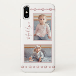 Rose Pink Rhinestone Name Photo Case-Mate iPhone Case