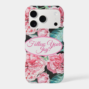 Rose Pink Roses floral Follow Your Joy Pattern