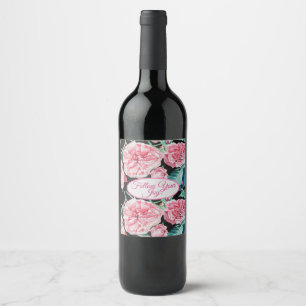 Rose Pink Roses floral Follow Your Joy Pattern Wine Label
