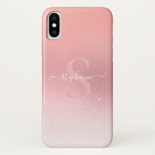 Rose Pink Shimmer Glitter Sparkle Monogrammed Case-Mate iPhone Case