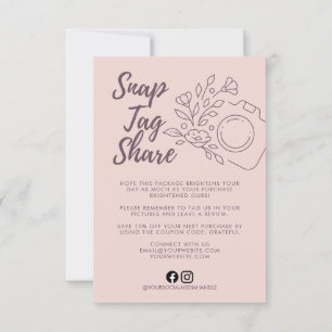 Rose Pink Snap Tag Share Business Thank You Card