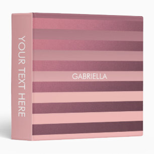 Rose Pink Stripes Binder