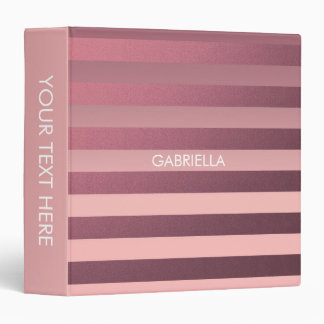 Rose Pink Stripes Binder