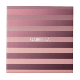 Rose Pink Stripes Tile