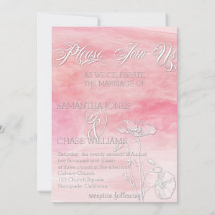 ROSE PINK WATERCOLOR MODERN WEDDING INVITATION