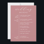 Rose Pink Wedding Timeline | Spring Itinerary Invitation<br><div class="desc">This rose pink wedding weekend card is the perfect choice for couples hosting a romantic and elegant wedding. The soft, delicate color creates a charming and sophisticated atmosphere, making it an ideal match for spring and summer weddings. The card features a well organized wedding itinerary, outlining the key events of...</div>