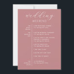 Rose Pink Wedding Timeline | Spring Itinerary Invitation<br><div class="desc">This rose pink wedding weekend card is the perfect choice for couples hosting a romantic and elegant wedding. The soft, delicate color creates a charming and sophisticated atmosphere, making it an ideal match for spring and summer weddings. The card features a well organized wedding itinerary, outlining the key events of...</div>
