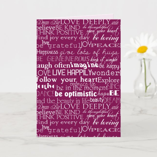 Rose Pink White Inspirational Words Christmas Card (Small Plant)