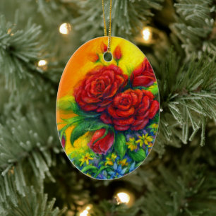 Rose Plumage Ceramic Ornament