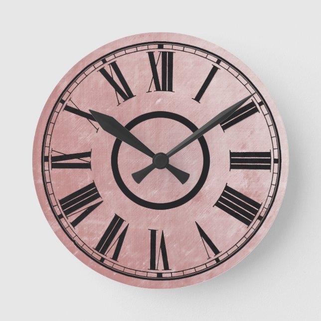 Rose Plummy Horloge effet Patiné Numéros romains (Recto)