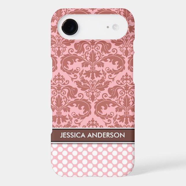 Rose Polka Dot Damask Pattern iPhone 4 Case-Mate Case (Back)
