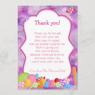 Rose pourpre de carte de remerciements de sucrerie