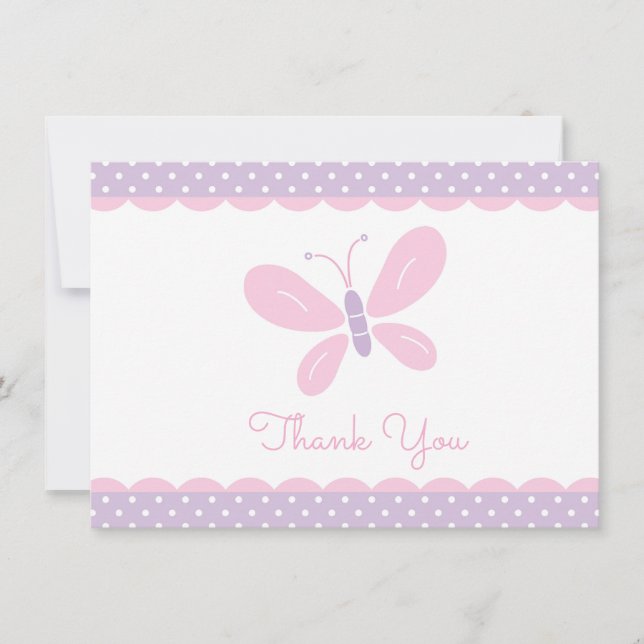 Rose pourpre de Merci de baby shower de papillon (Devant)