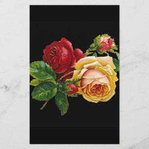 Rose Print Accessories - black, red, vintage art Stationery