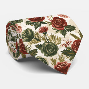 Rose Print Businessman Lakeside Wedding Tie