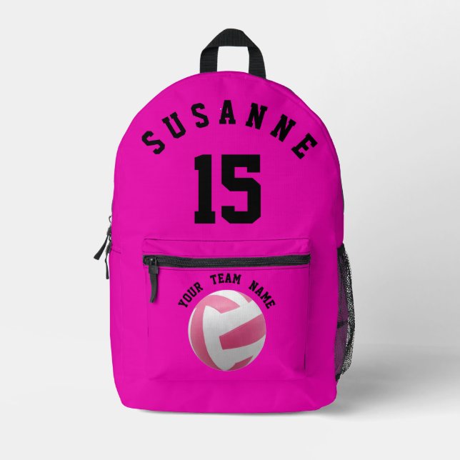 Rose Print Cut Sew Bag Volleyball Girls  Fuchsia (Front)