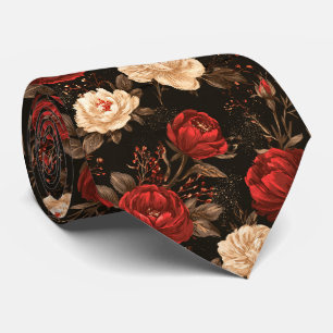 Rose Print Engagement Autumn Wedding Tie