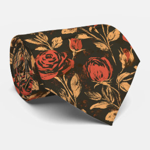 Rose Print Engagement Autumn Wedding Tie